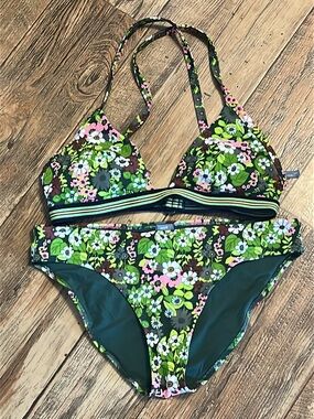 Aerie 💚💚💚Floral Green Pink Two-Piece Bikini Set
